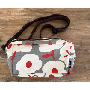 MAIKA Sierra Fanny Pack Belt Bag Gray White Red Floral Crossbody Canvas